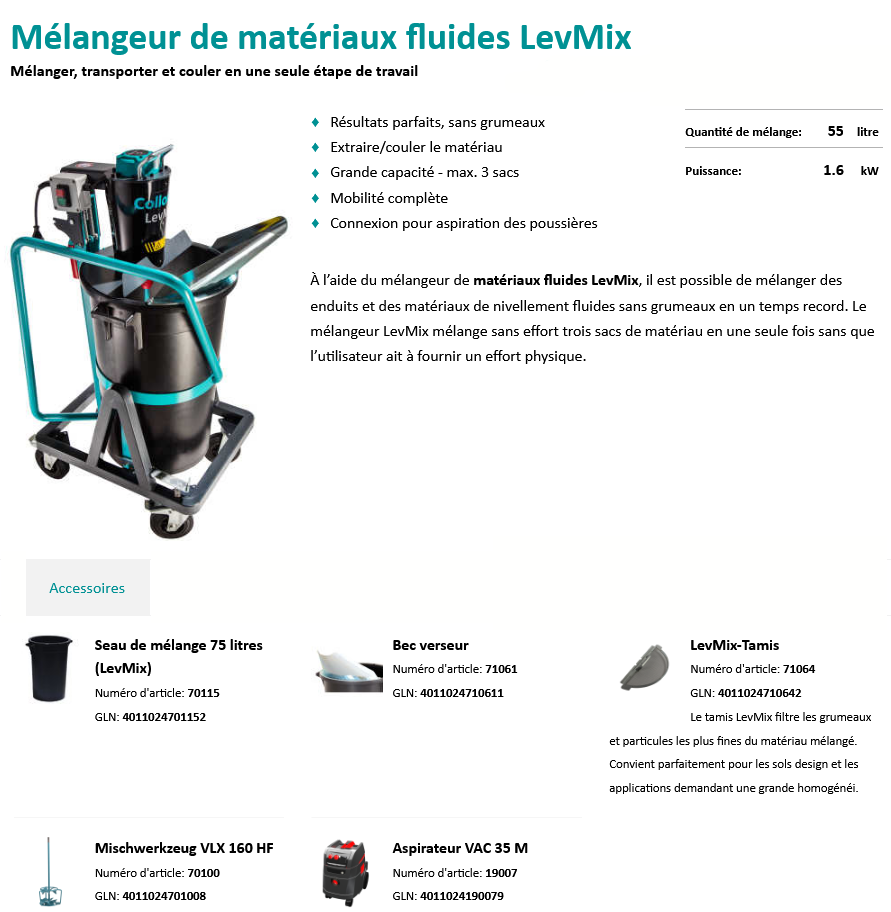 Matériel d'équipement Mélangeur de matériaux fluides mobile LEVMIX